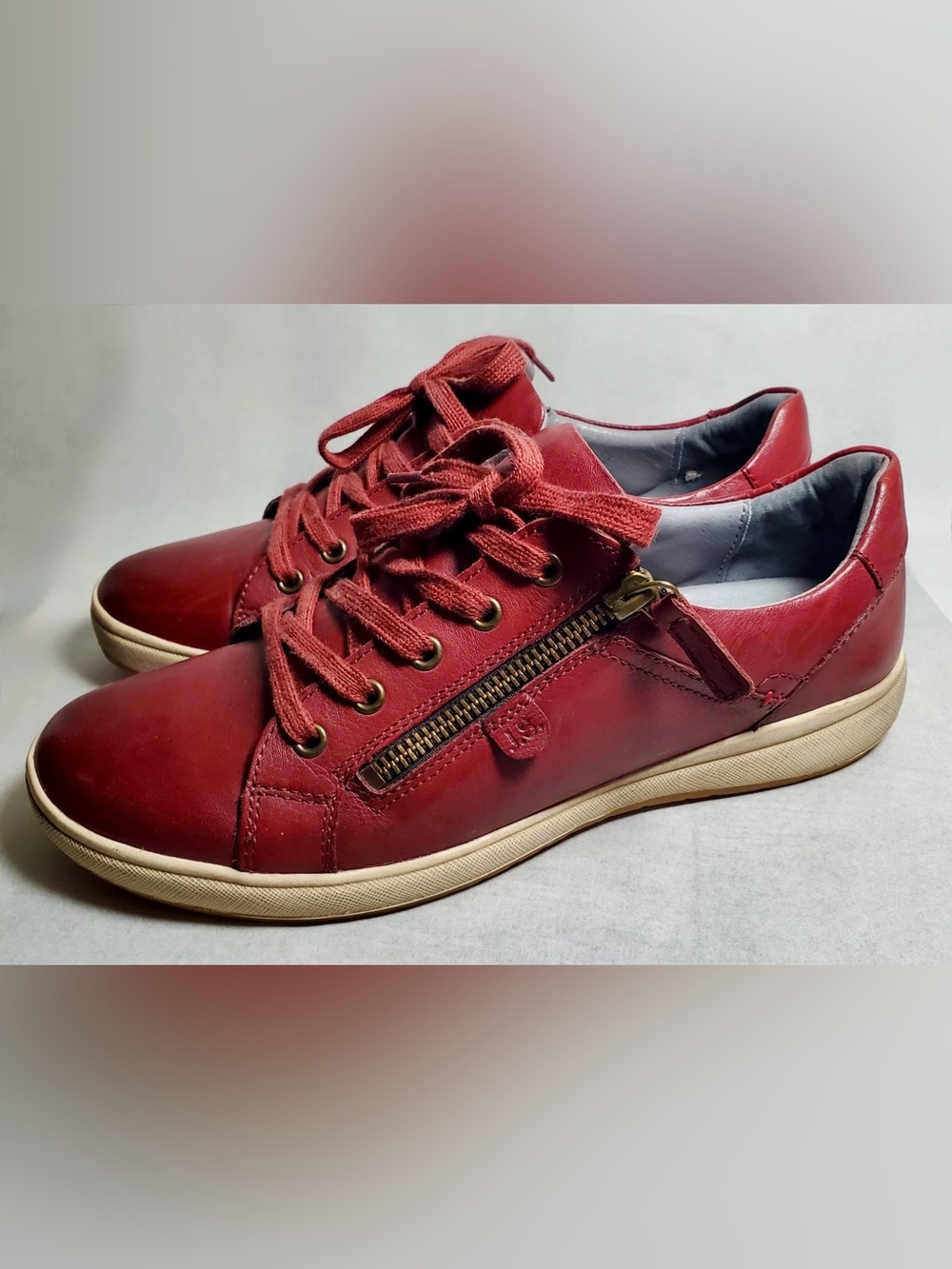 Josef Seibel Caren 12 Red Leather Side Zip Comfort Walking Sneaker EU 39 (8)